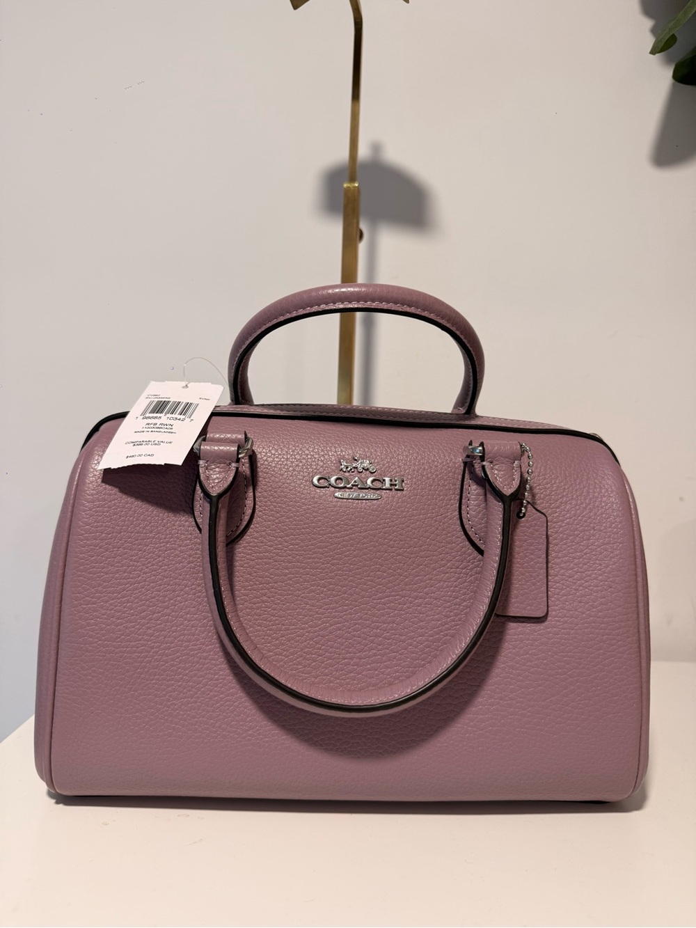 Coach Pebbled Leather Satchel in Lavender